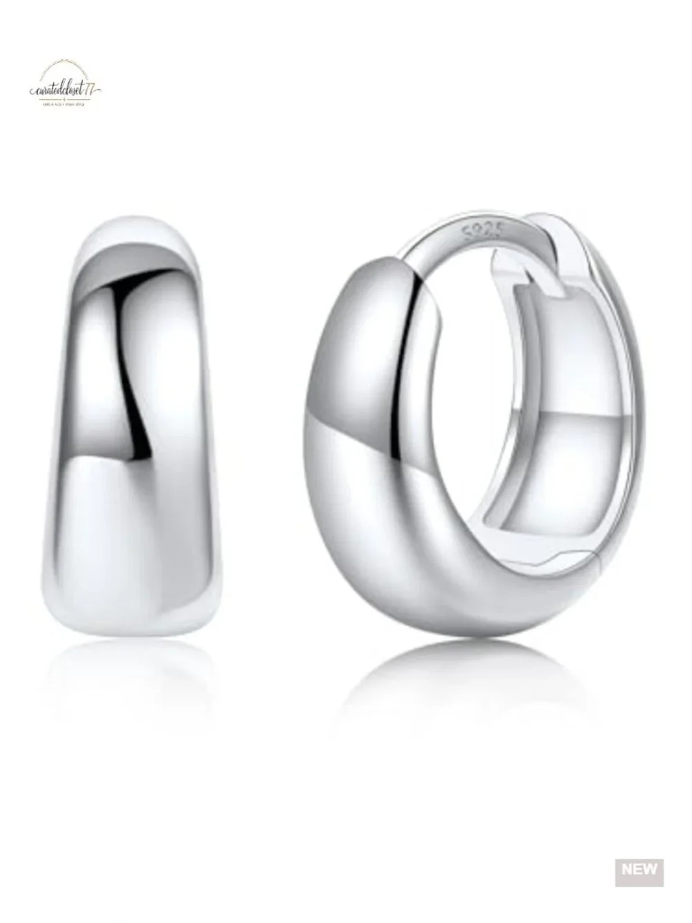 14K Gold Plated Chunky Hoop Earrings Silver Post Hypoallergenic Lightweight